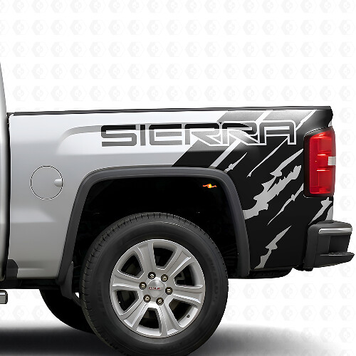Kit d'autocollants en vinyle style usé de marque pour les côtés du lit GMC Sierra 2016