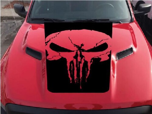 Autocollant en vinyle tête de mort Punisher pour camion Dodge Ram