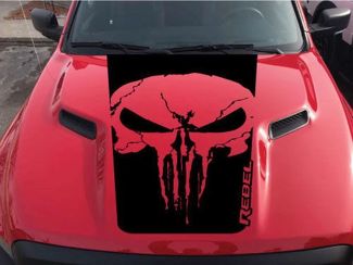Dodge Ram rebelle texte Punisher Grunge crâne capot camion vinyle autocollant graphique