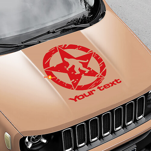 Autocollant Vinyle Capot Dégradé Rayé Yeti Sasquatch Army Star pour Jeep Renegade
