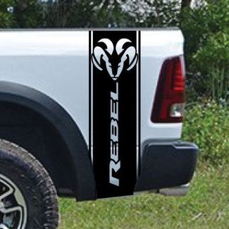 Dodge Ram Rebel Side Stripe Bed Logo Camion Vinyle Autocollant Graphique Chrome