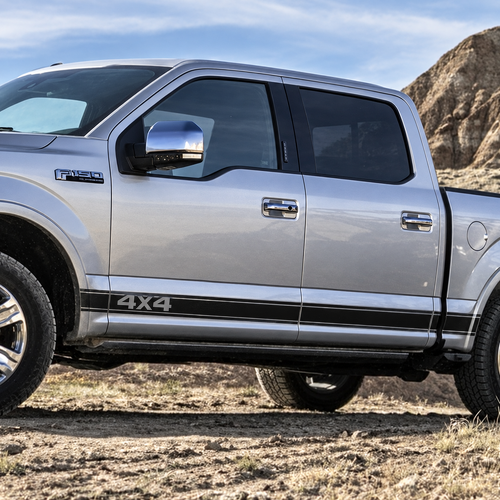 Autocollant en vinyle à bandes 4X4 pour panneau latéral Rocker Ford F-150 2015-2018