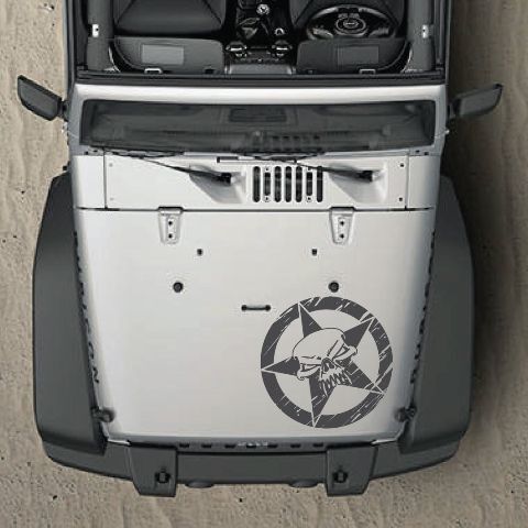 Autocollant en vinyle étoile d'armée usée pour capot de Jeep Wrangler