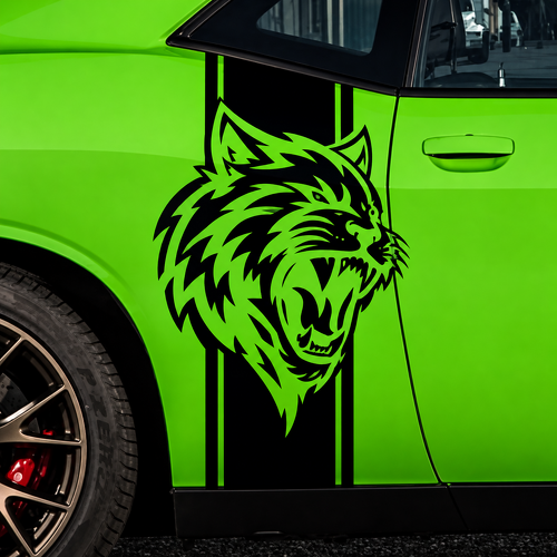 Custom Cat Head Pinstripe Pair Aile arrière Autocollant vinyle pour Dodge Challenger Hellcat