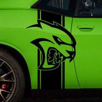 Dodge Challenger Hellcat Side Stripe Logo vinyle autocollant graphique HellCat Chrome