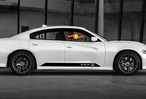 TXT Custom Cat Head Accent Stripe Pair Bas de caisse Autocollant vinyle pour Dodge Charger SRT, Hellcat