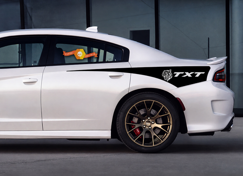 TXT Cat Head Single Quarter Wedge Pair Aile arrière Autocollant vinyle pour Dodge Charger Hellcat 2015-2020