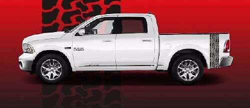 Autocollant vinyle bandes style piste de pneu sur les portes pour RAM 1500 Rebel, TRX