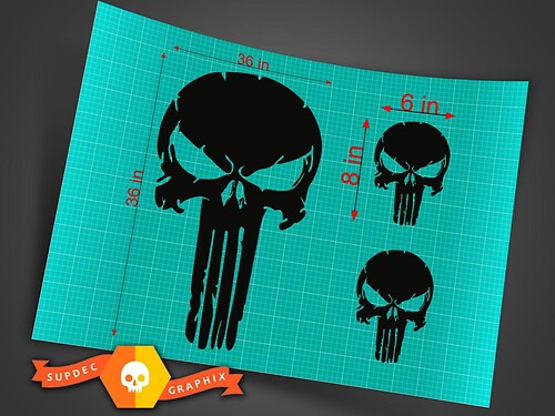 Autocollant en vinyle avec tête de mort Punisher en détresse, 36 pouces, pour capot de Jeep, Ford, Chevy, Dodge
