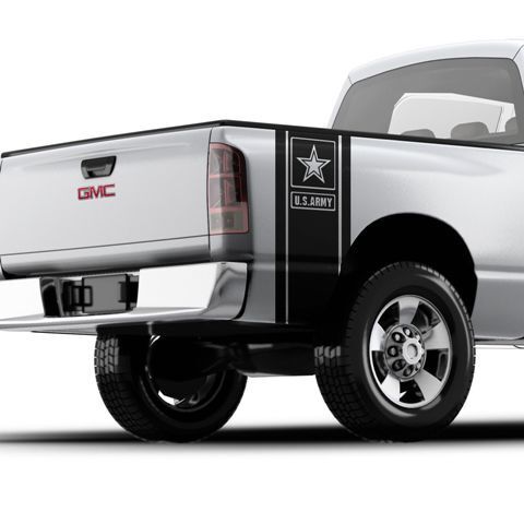 Ensemble de décalcomanies en vinyle bande pour benne de camionnettes style Army Star pour GMC Chevy