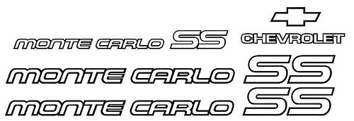 Monte Carlo SS 85 86 Restauration Vinyle Autocollants Kit Chevy 1985 1986
