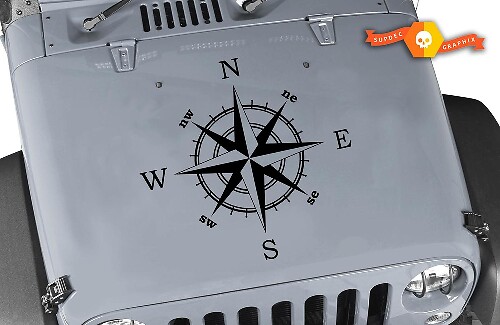 Autocollant vinyle graphique rose des vents pour capot Jeep Wrangler