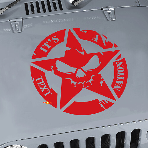 Autocollant vinyle personnalisé Tête de mort étoile militaire pour capot Jeep Wrangler JK CJ TJ 1
