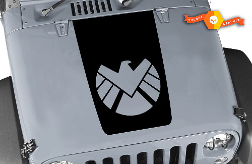 Autocollant en vinyle noir Eagle Shield Hood Blackout pour Jeep Wrangler