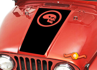 Skull Hood Blackout Vinyl Decal Sticker (14 Circle) s'adapte à : Jeep CJ 5 6 7 8