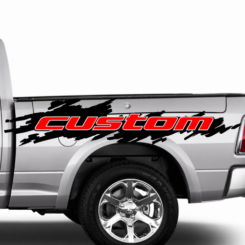 custom Two Color Grunge Splash Pair Côté de benne Autocollant vinyle pour Dodge Ram 1500