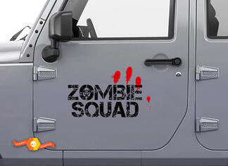 Paire Zombie Squad Outbreak Response Jeep Sang Porte Autocollant Véhicule Camion Voiture Vinyle
