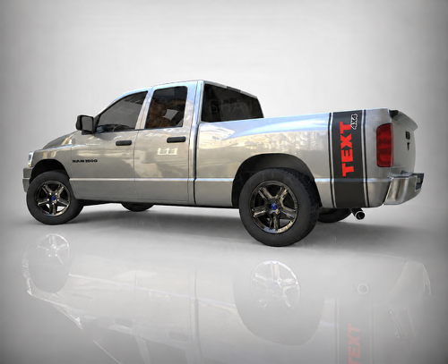 TEXT 4X4 Vertical Bed Band Pair Côté de benne Autocollant vinyle pour Dodge Ram 1500