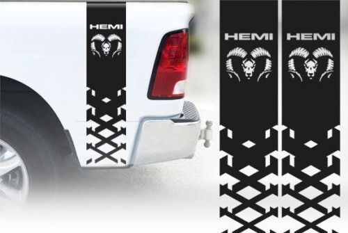 Autocollant Vinyle Décoratif Style Hemi Stripes pour Flanc de Benne Dodge Ram 1500