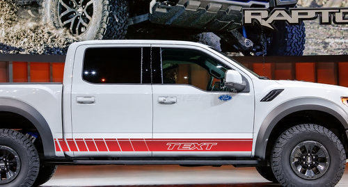 TEXT Bande latérale oblique paire Autocollant en vinyle pour bas de caisse Ford F-150