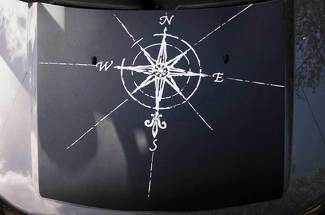 Compass Hood Blackout 2 Couleurs Graphic Vinyl Decal Taille personnalisée s'adapte à Jeep Land Rover Toyota