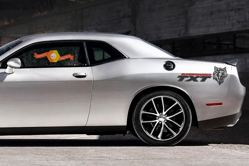 TXT Supercharged Cat Head Pair Aile arrière Autocollant vinyle pour Dodge Challenger SRT, Hellcat