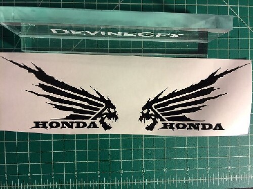 2x Honda Wings Decal Vinyl Sticker Car Window Wall Logo Skull Death