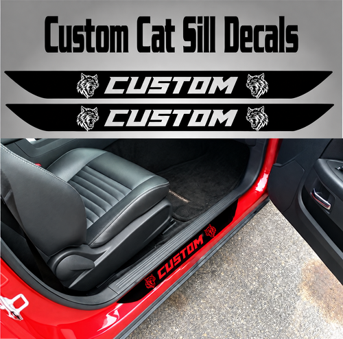Hellcat Style Black Custom Cat Sill Pair — Autocollant vinyle (porte) pour Dodge Challenger 2015-2017