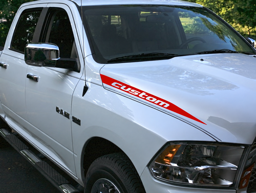 Bande latérale personnalisée Paire Autocollant vinyle capot pour Dodge Ram 1500
