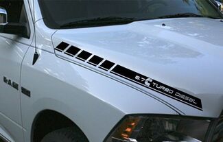 Dodge Ram 2 bandes de capot en vinyle 6.7L turbo diesel décalcomanies Hemi Mopar Graphics Rt 2023
