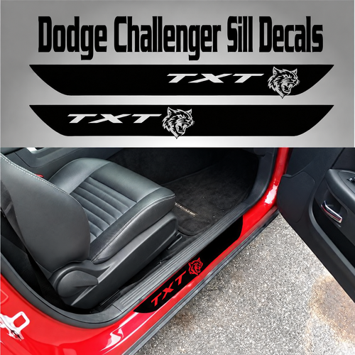 TXT Cat Head Seuil de Porte Paire Autocollant Vinyle de Porte pour Dodge Challenger 2015-2017