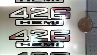 Hemi Decals 426 Chrome & Black Fender Decal Kit 2pcs Autocollants UV 0149 Maintenant