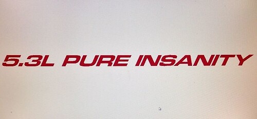 5,3 L PURE INSANITY (3) Autocollants de capot pour Chevy, GMC Silverado, Sierra
