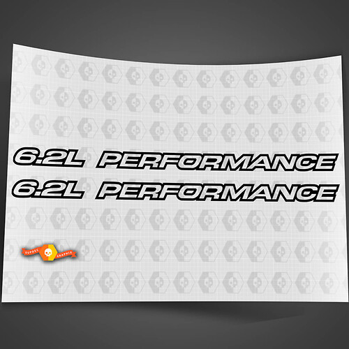 Autocollants de capot en vinyle de la série Performance Outline de 6,2 L pour Chevy 1500, 2500

