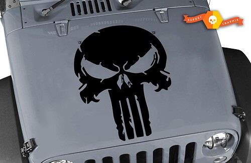 Autocollant en vinyle crâne Punisher en détresse, décalcomanie Jeep capot Ford Chevy Dodge
