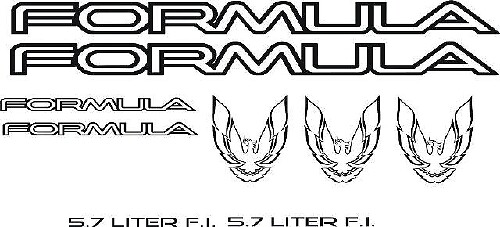 Ensemble de 9 autocollants en vinyle pour Pontiac Firebird Formula 1985-1990