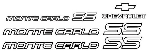 Kit d'autocollants en vinyle de restauration Chevrolet Monte Carlo SS pour 1985-1986