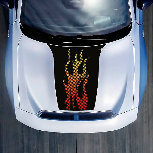Hood Flame Gradient Decal Sticker for Dodge Charger Electric
