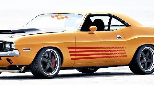 Kit de décalcomanies en vinyle bandes stroboscopiques latérales Rally pour Dodge Challenger 1972–1974