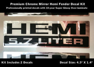 Hemi Decals 5,7 litres chrome noir paire autocollant graphique 0079