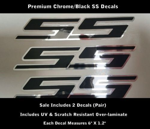 SS Stickers Décalcomanies Camaro Chrome Noir Hood Scoop Paire 6