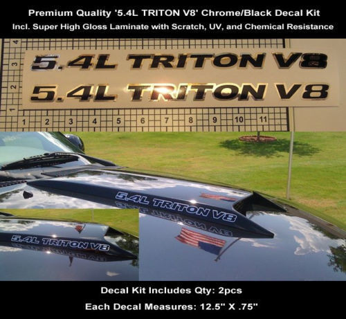 Kit d'autocollants pour prise d'air de capot noire chromée 5.4L Triton V8 pour Musclecar F-150 F-250