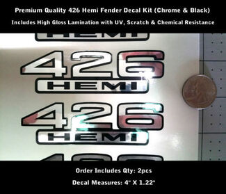 Hemi Decals 426 Chrome & Black Fender Decal Kit 2pcs Autocollants UV 0149
