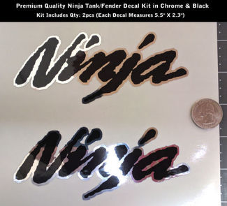 Ninja Decal Kit 2pcs Chrome & Black pour Tank ou Fender 5.5