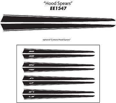 HOOD SPEARS Autocollants graphiques en vinyle à rayures en vinyle de qualité supérieure pour Camaro 2013-2015
