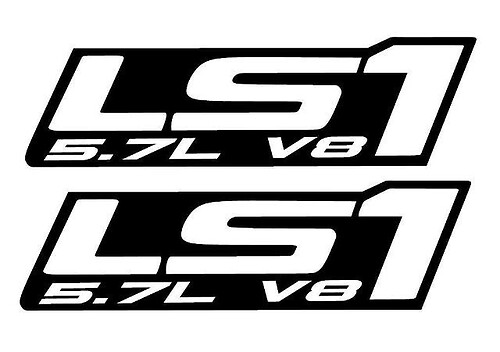 LS1 - Autocollants en vinyle - DEUX -noir- Chevy Camaro Corvette Trans Am LS LSX Swap 5.7L
