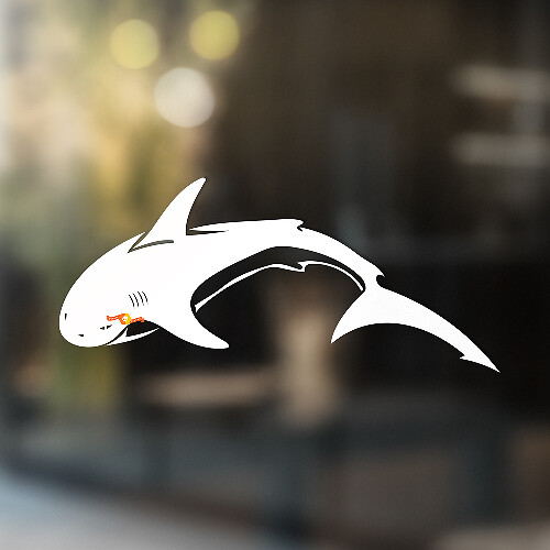 Autocollant Universel en Vinyle Grand Requin Blanc