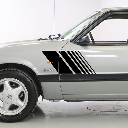 1979-1993 Ford Mustang Faded Stripes Side Stripes Strobe Stickers Decs Kit 79- 93
