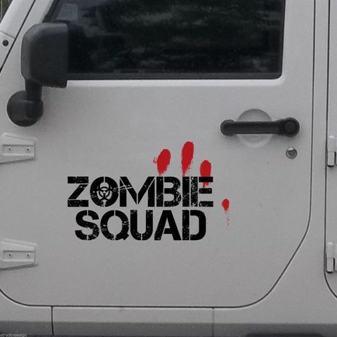 Autocollant vinyle Zombie Squad & Blood Fingers pour porte Jeep Gladiator