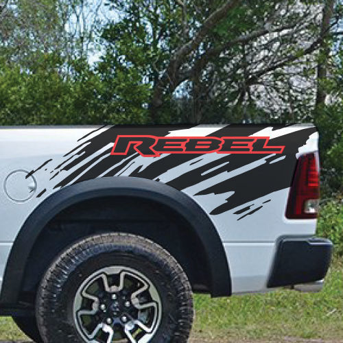 Kit d’autocollants vinyle latéraux arrière Rebel Splash pour Dodge Ram